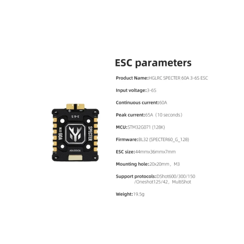HGLRC SPECTER 60A BL32 4in1 Mi - Drone Battery 6S recensione e prezzo